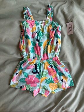 Tropical print toddler girl romper NWT